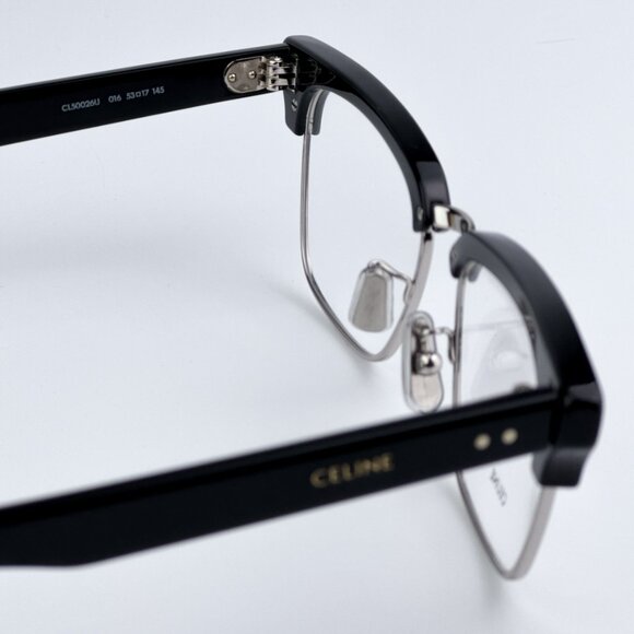 Celine CL50026U 016 BRAND NEW Eyeglasses Shiny Palladium Black Unisex Square - Picture 9 of 10